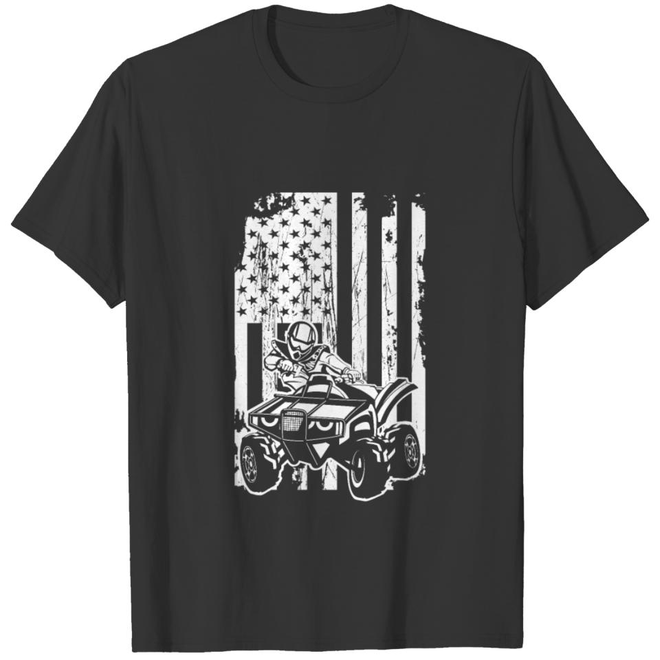 USA Flag Quad Racing ATV Rider Offroad Gift T-shirt