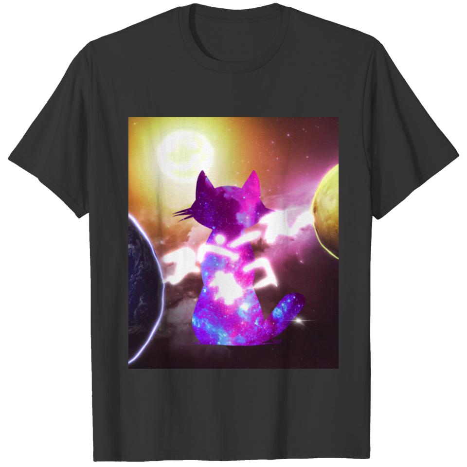 Galaxy Cat Stylish Aesthetic cat tee T-shirt