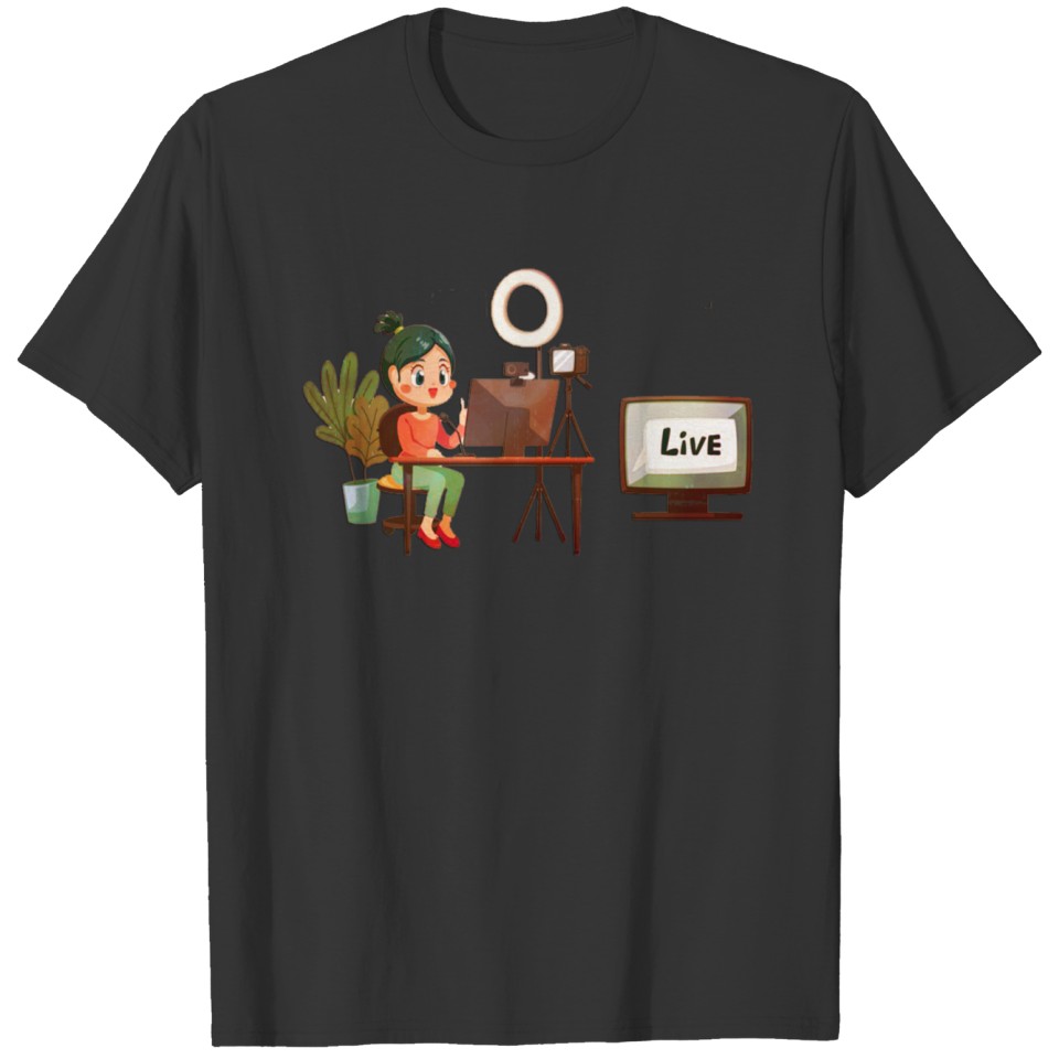 set lovely blogger woman use LIVE T-shirt