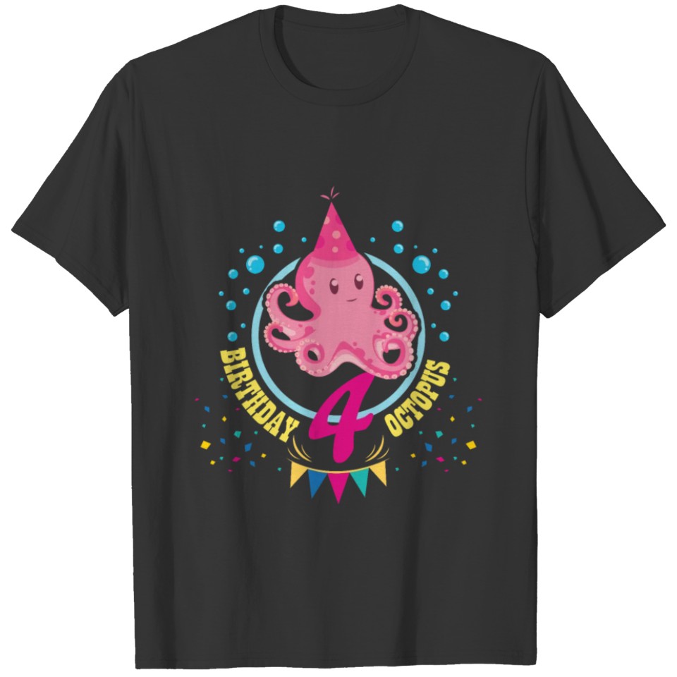 4 Birthday Octopus T-shirt