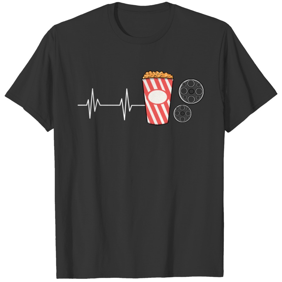 Movie Lover Heartbeat Popcorn T-shirt