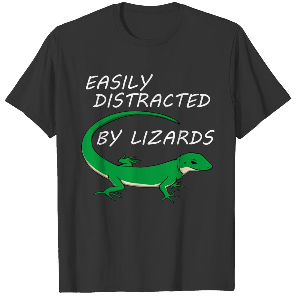 Distracted by Lizards Reptiles Gecko Salamander T-shirt