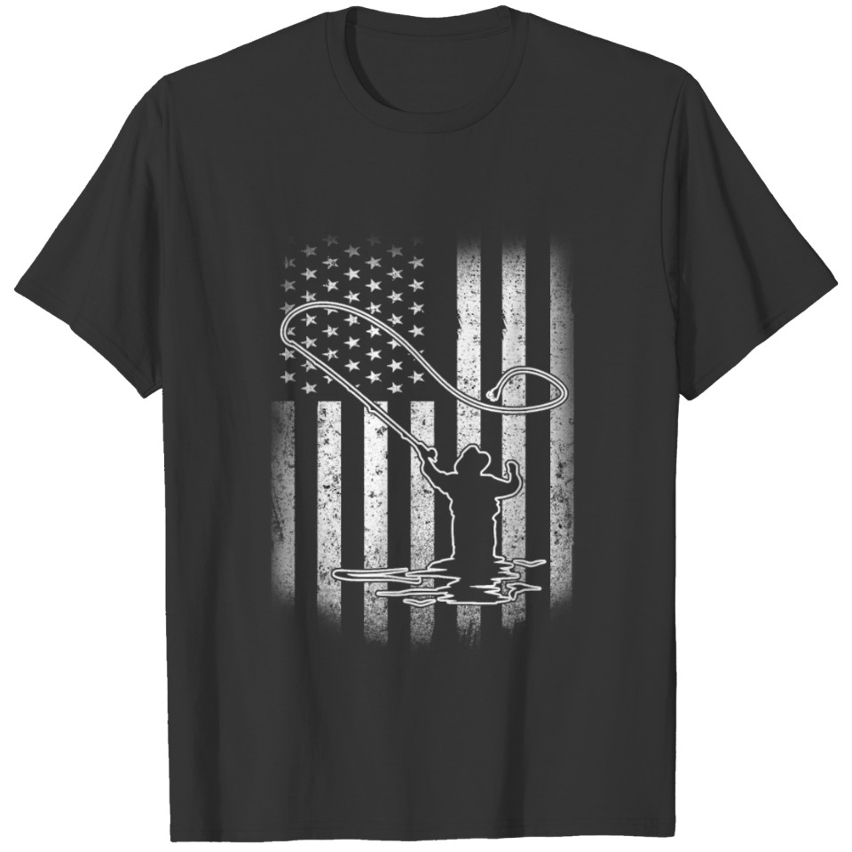 Distressed Fly Fishing American Flag T-shirt