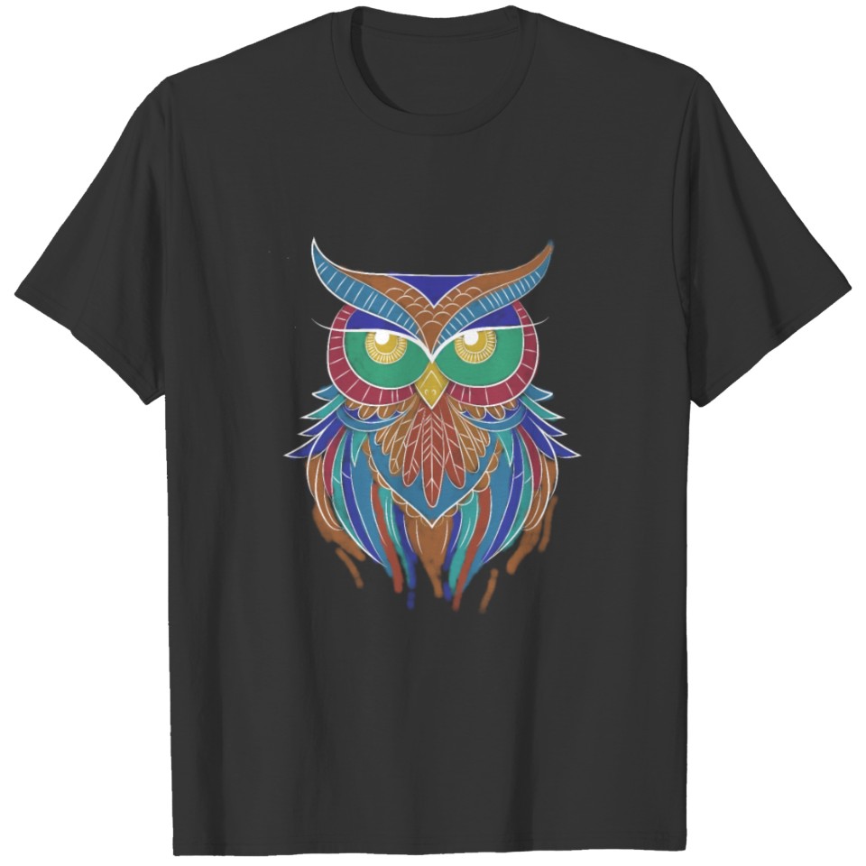 Owl Artistic Watercolors Night Owl Colorful T Shirts