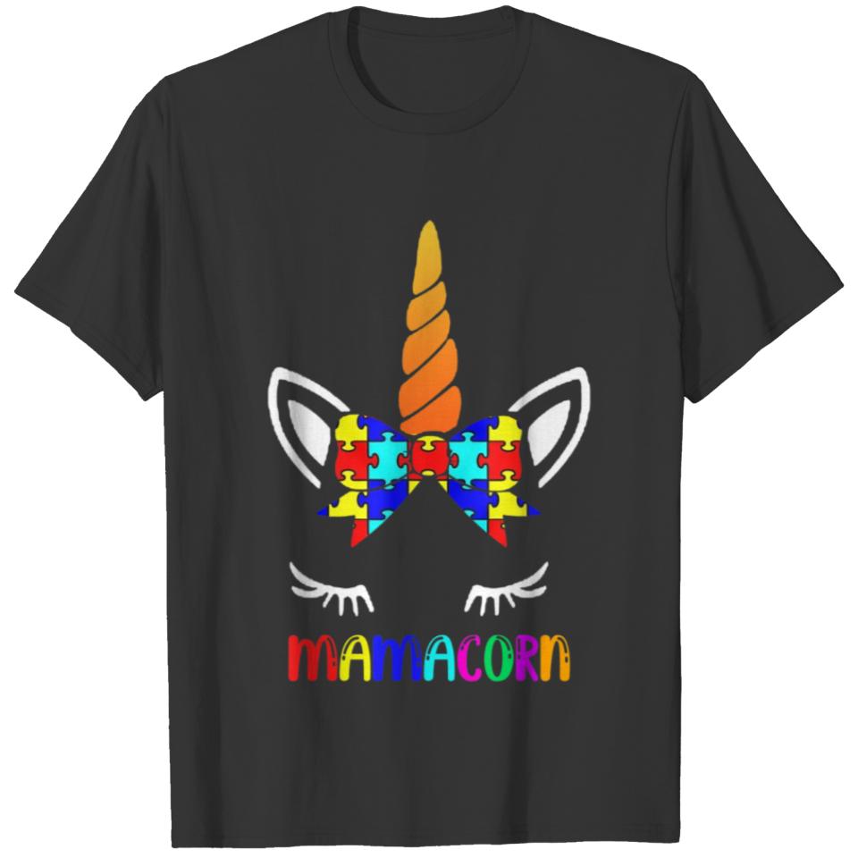 Mamacorn Unicorn Puzzle Autism Mom Love Support Ki T-shirt