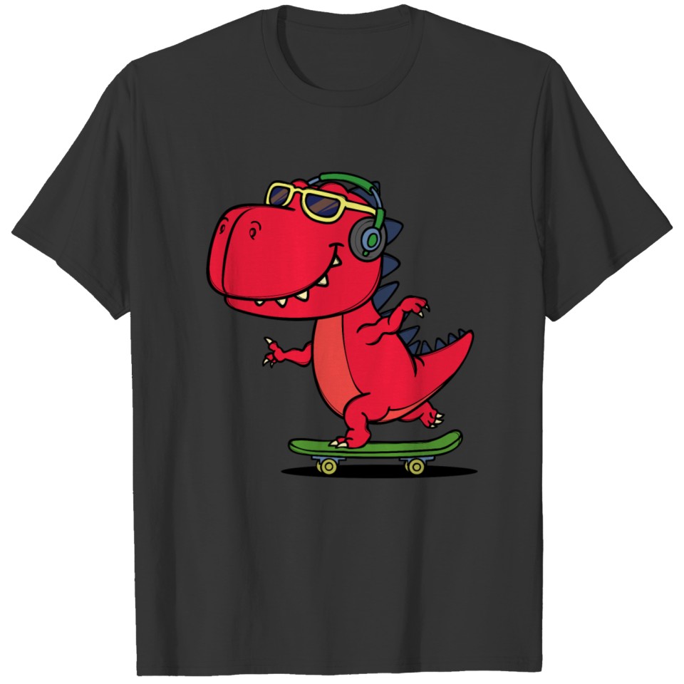 Cool Funny Dino Headset Sun Glasses T Shirts