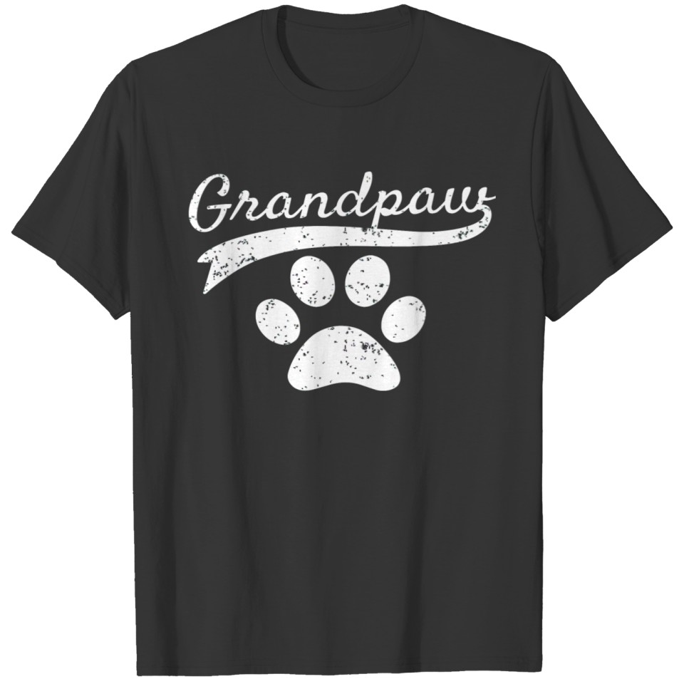 Mens Grandpaw Grand Paw Dog Lovers Grandpa Vintage T-shirt