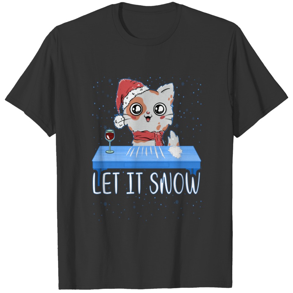 Let It Snow Santa Cocaine Adult Humor Cat Kitten F T-shirt