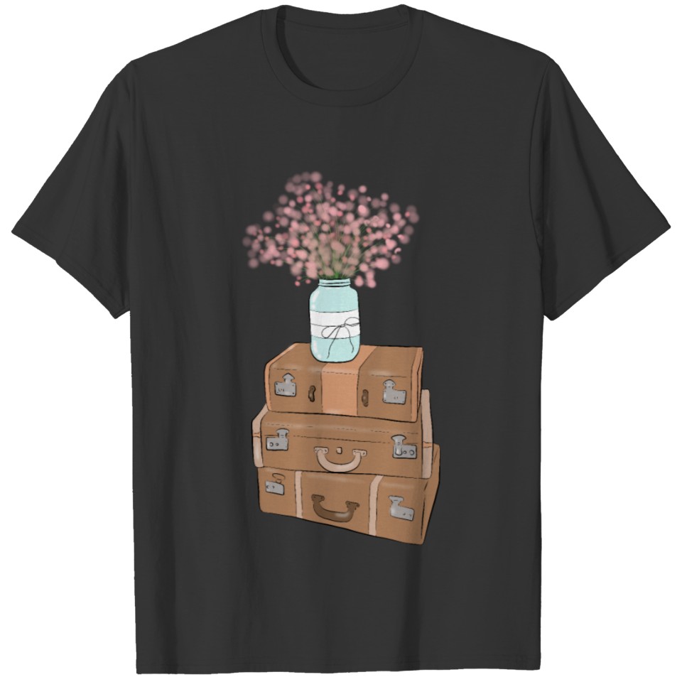 Pile of Baggage with Flowers T-shirt