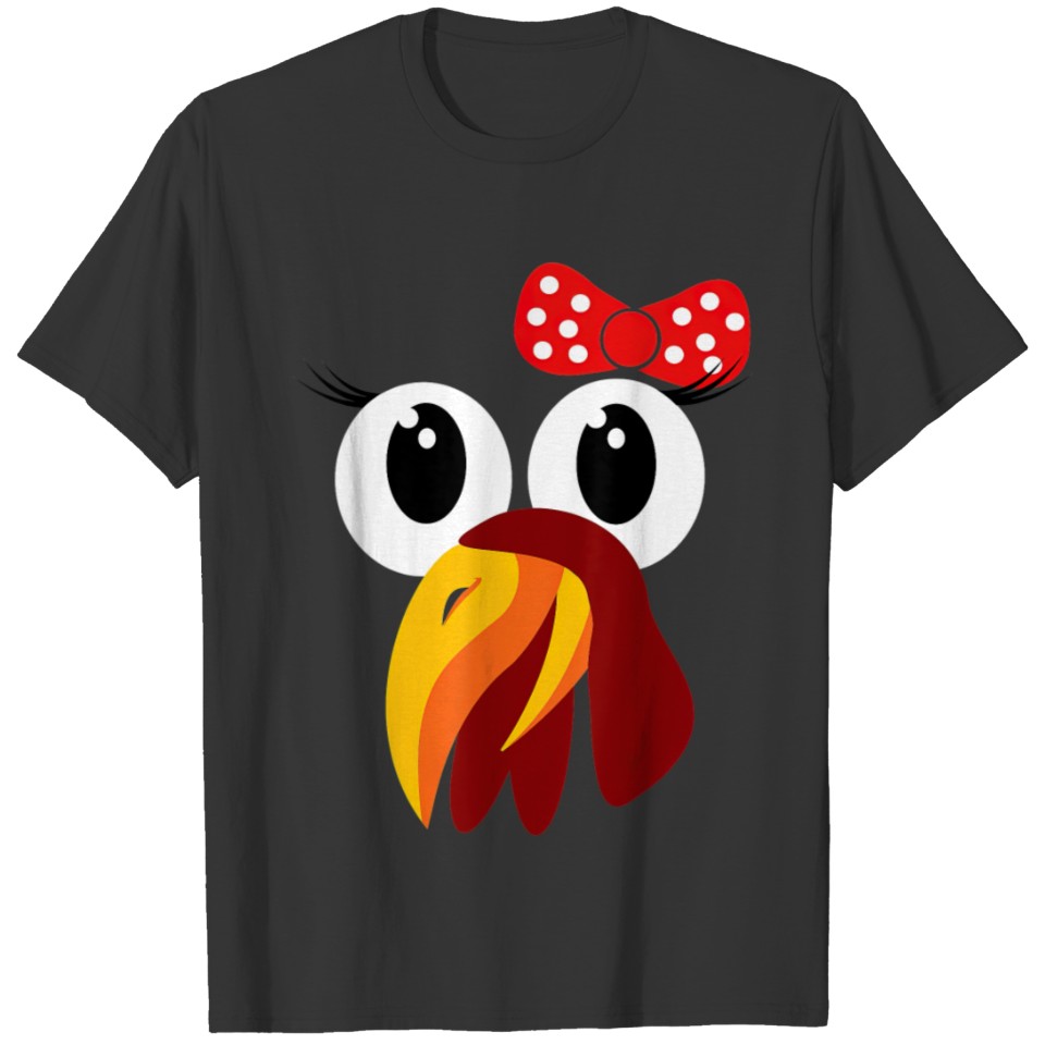 Funny Girl Turkey Face with Bow Turkey Trot Cute T Shirts