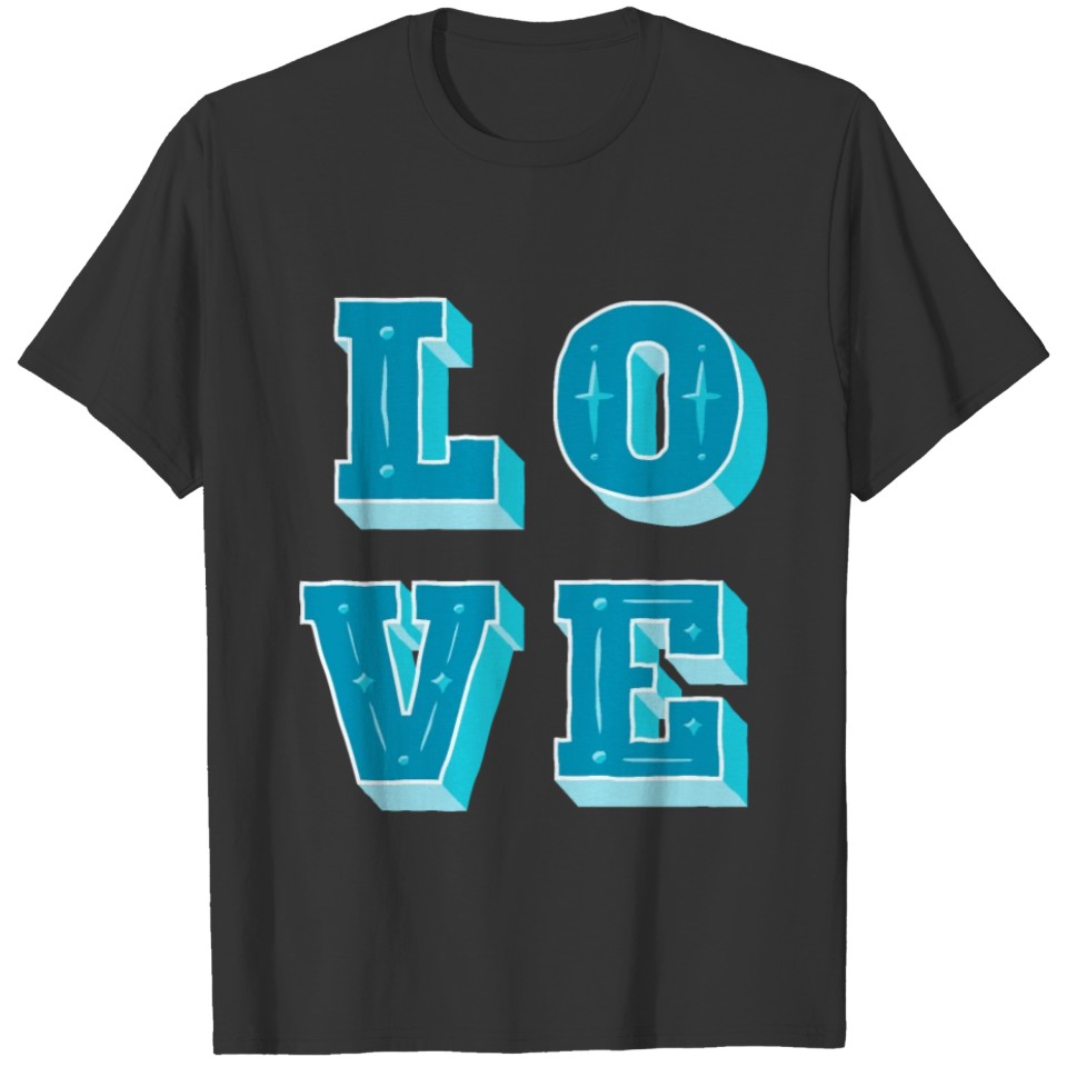 L O V E love block letters monogram light blue T Shirts