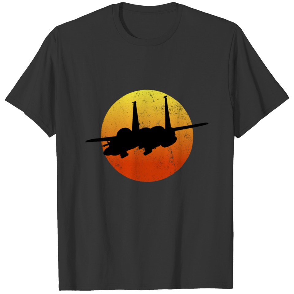 F-15 Eagle Silhouette Retro Sunset Military F15 T-shirt