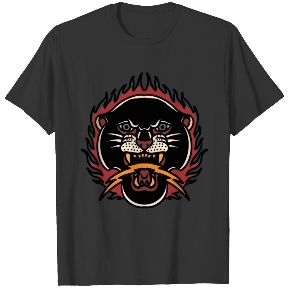 Big Cat Leopard Black Panther Drawing T Shirts