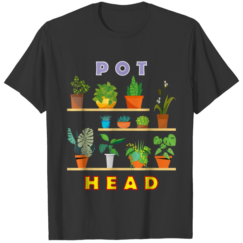 Plant Lover Gardener Pot Head Fun Cactus T Shirt T-shirt