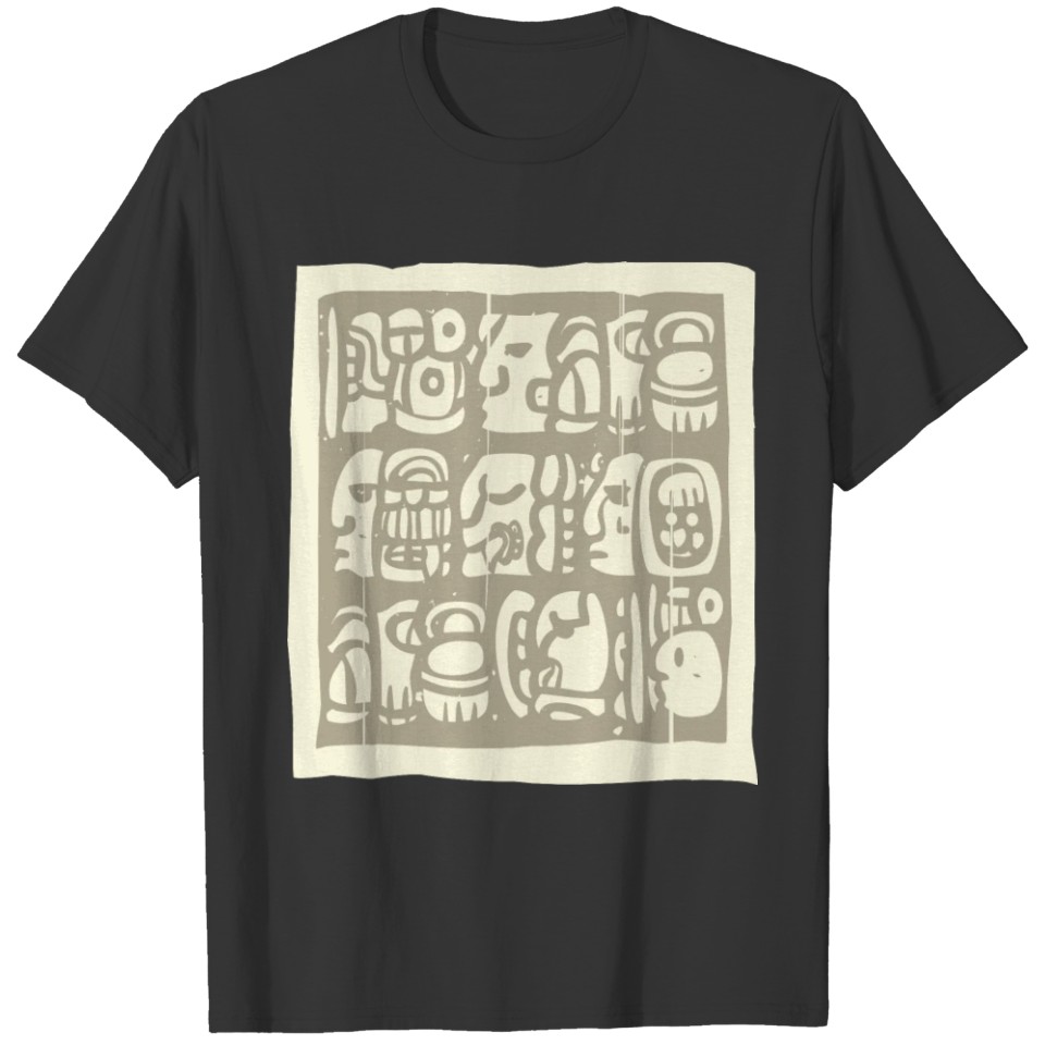 Mayan glyphs woodblock T-shirt