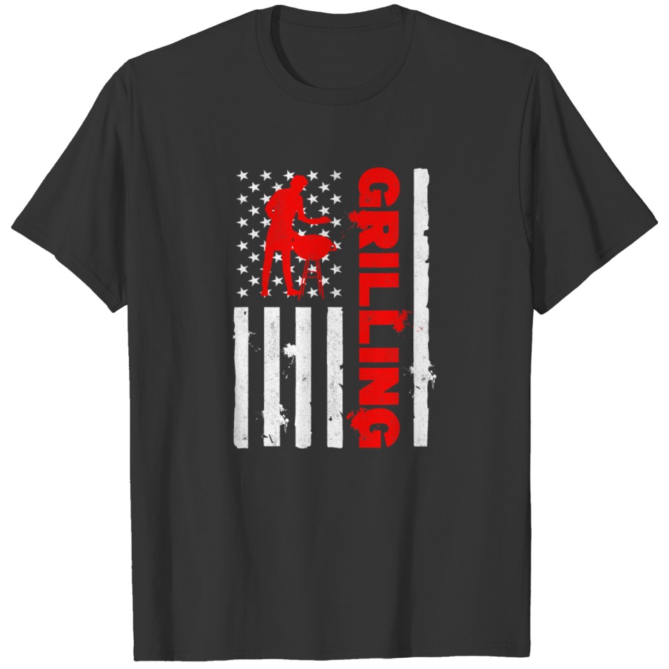 BBQ Party American Flag USA Grilling Funny T-shirt