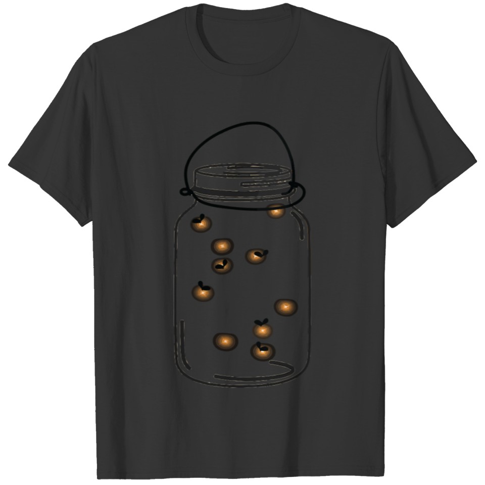 Cute Fireflies Lightening Bugs Mason Jar Summer Ca T-shirt