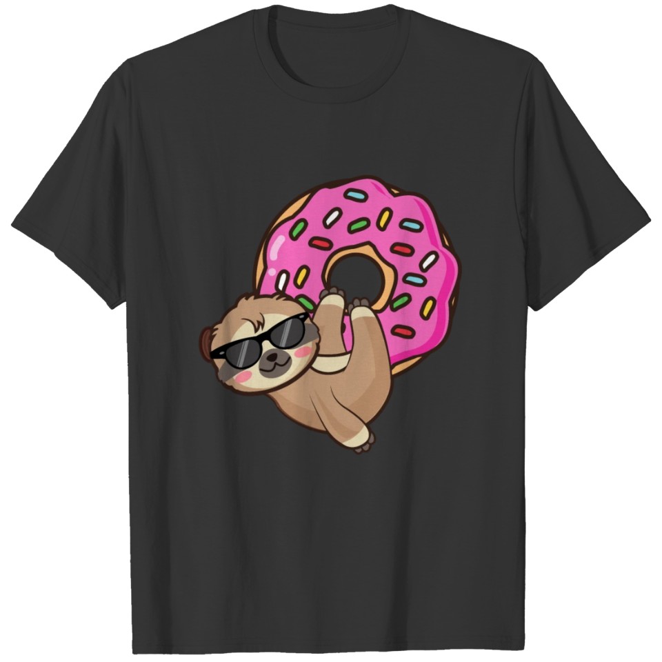 Cute Sloth Donut Cartoon Design Gift for kids baby T Shirts