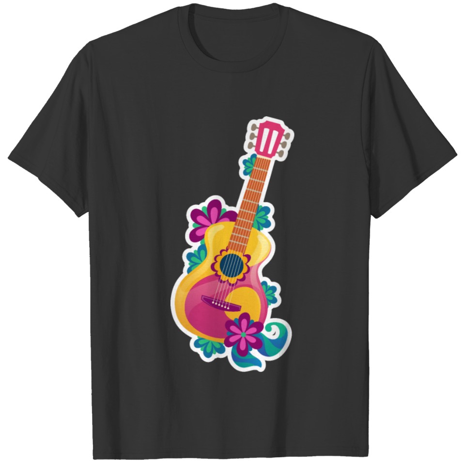 Hippie Cute Guitar vintage retro coloroful T Shirts