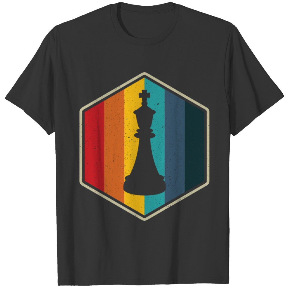 Retro hexagon king piece chess player gift T-shirt