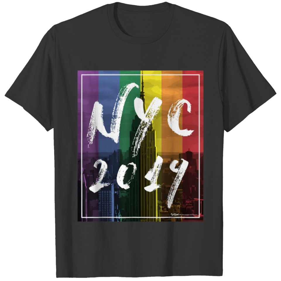 NYC New York City 2019 Gay Pride LGBT Rainbow Flag T-shirt
