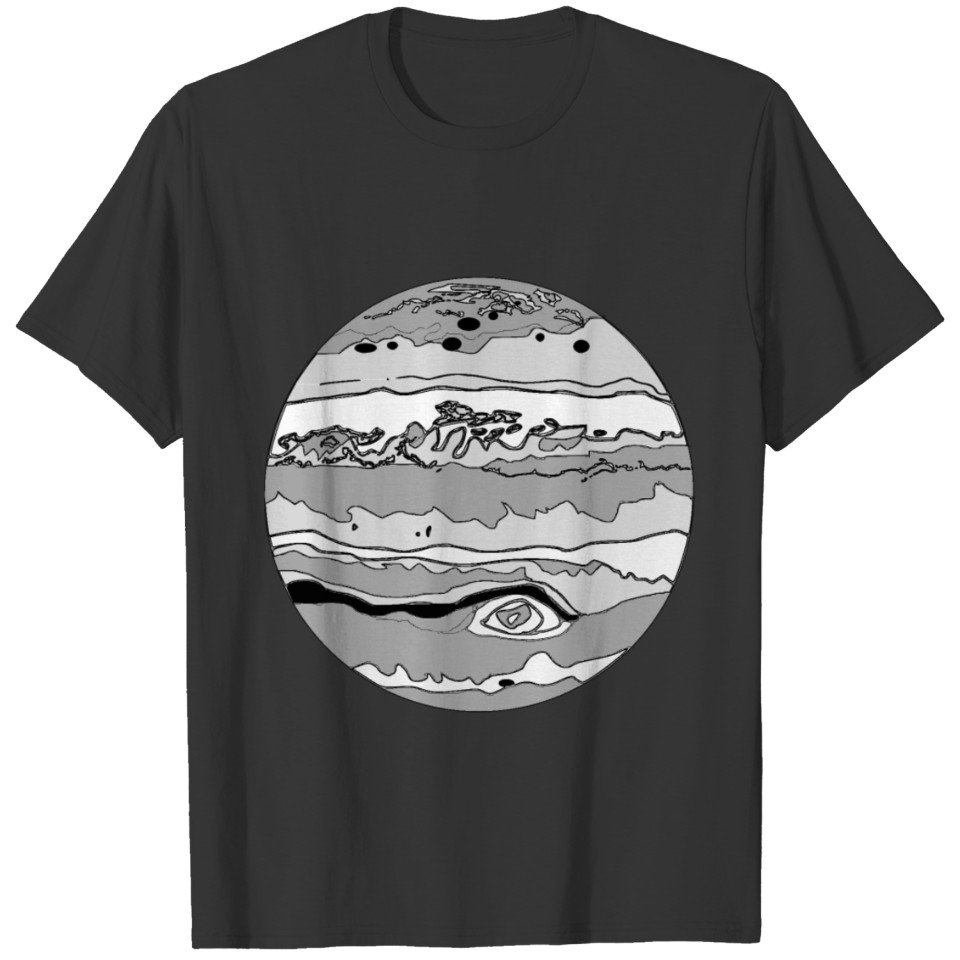 Black and white planet. Unusual Jupiter. T Shirts