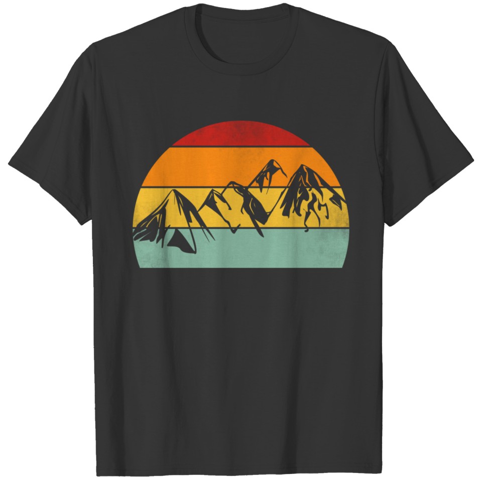 Retro sunset nature outdoor mountain Hiking hike T-shirt