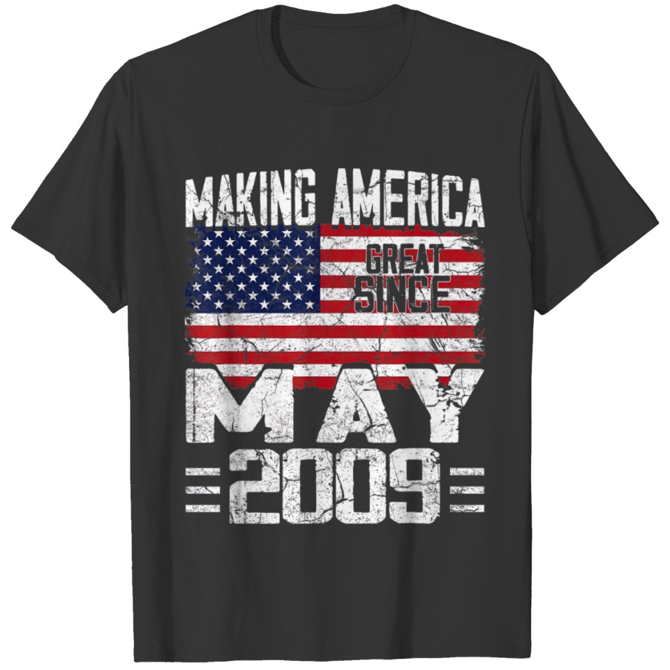 12th Birthday Gift May 2009 American Flag 12 Years T-shirt