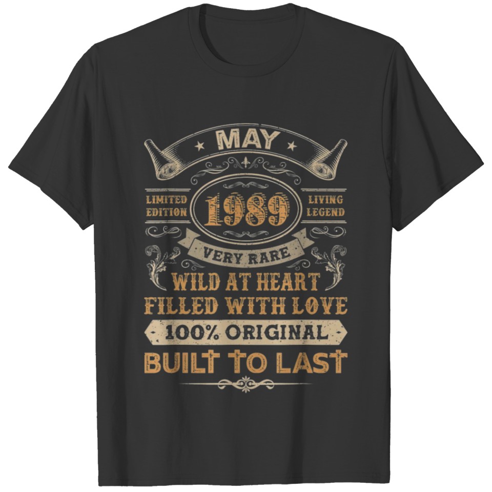 32nd Birthday Gifts 32 Years Old Retro Born In May T-shirt