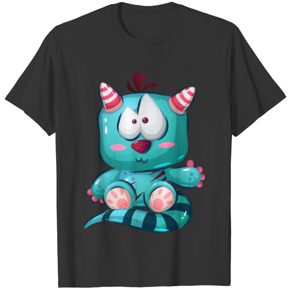 Cute Blue Monster Cartoon Gift Sticker T Shirts