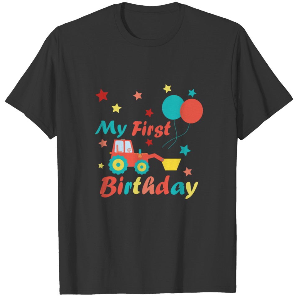 1st first birthday Red Tractor for Baby Boy T Shirts