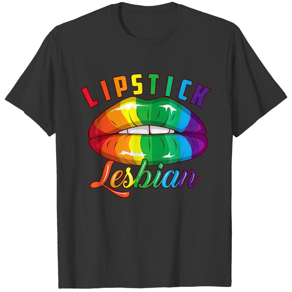 Lipstick Lesbian Cool Colored Lips LGBT Gift T-shirt