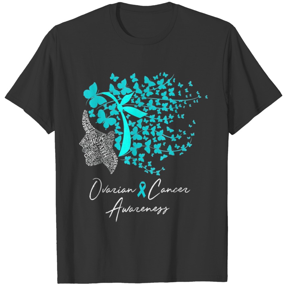 Ovarian Cancer Awareness Teal Butterflies T Shirts