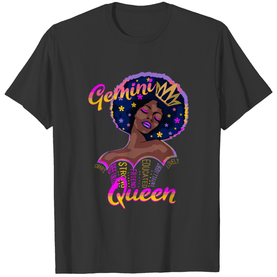 Retro Gemini Queen Are Born In May 22 June 21 T-Sh T-shirt