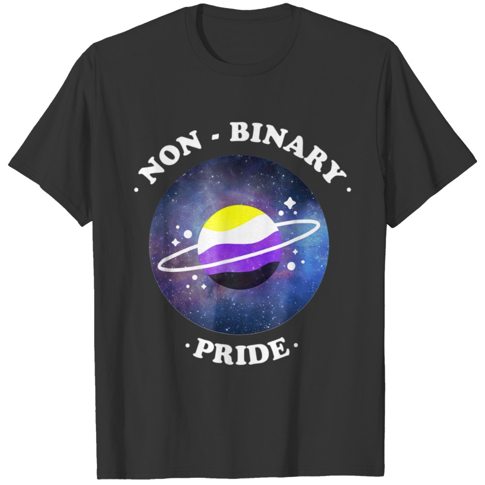 Space Aesthetic Planet Non Binary Pride Flag T-shirt