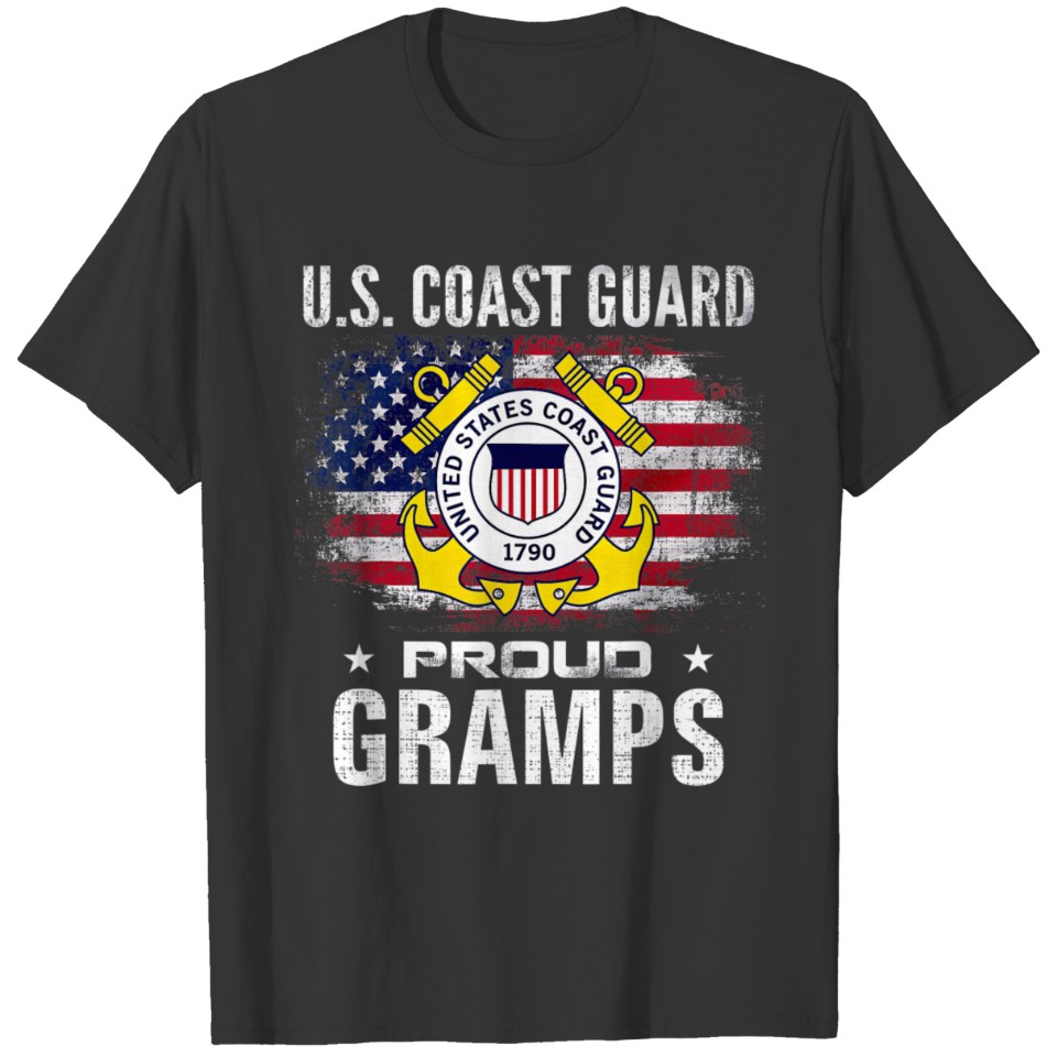 US Coast Guard Proud Gramps With American Flag T Shirts