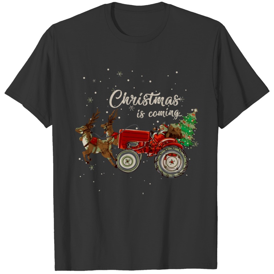 Christmas Is Coming Funny Farmer Santa Claus Tract T-shirt
