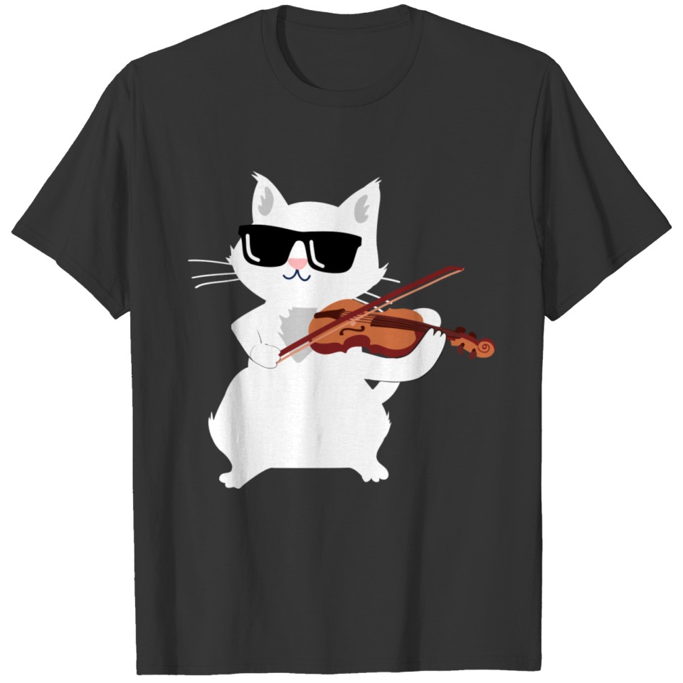 Cat Playing Violin Fiddle Gift T Shirts