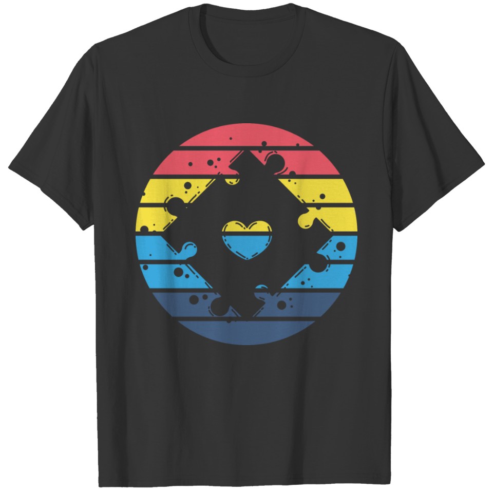 Autism Awareness Colorful Puzzle Design Cute Heart T-shirt