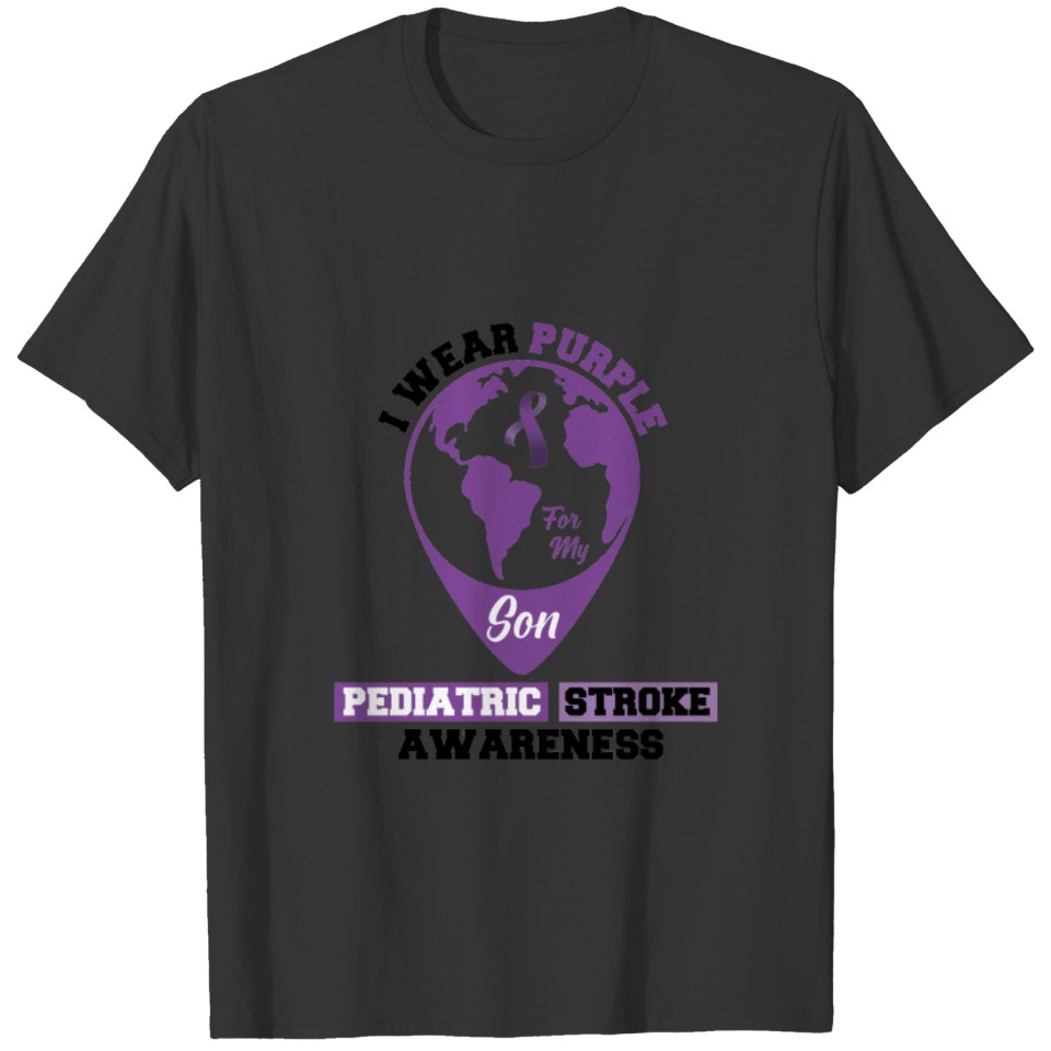 I Wear Purple For My Son Pediatric Stroke Awarenes T-shirt