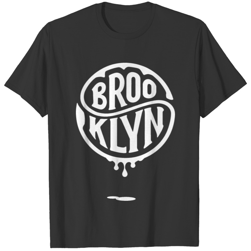 Brooklyn Circle Lettering Ink White T Shirts