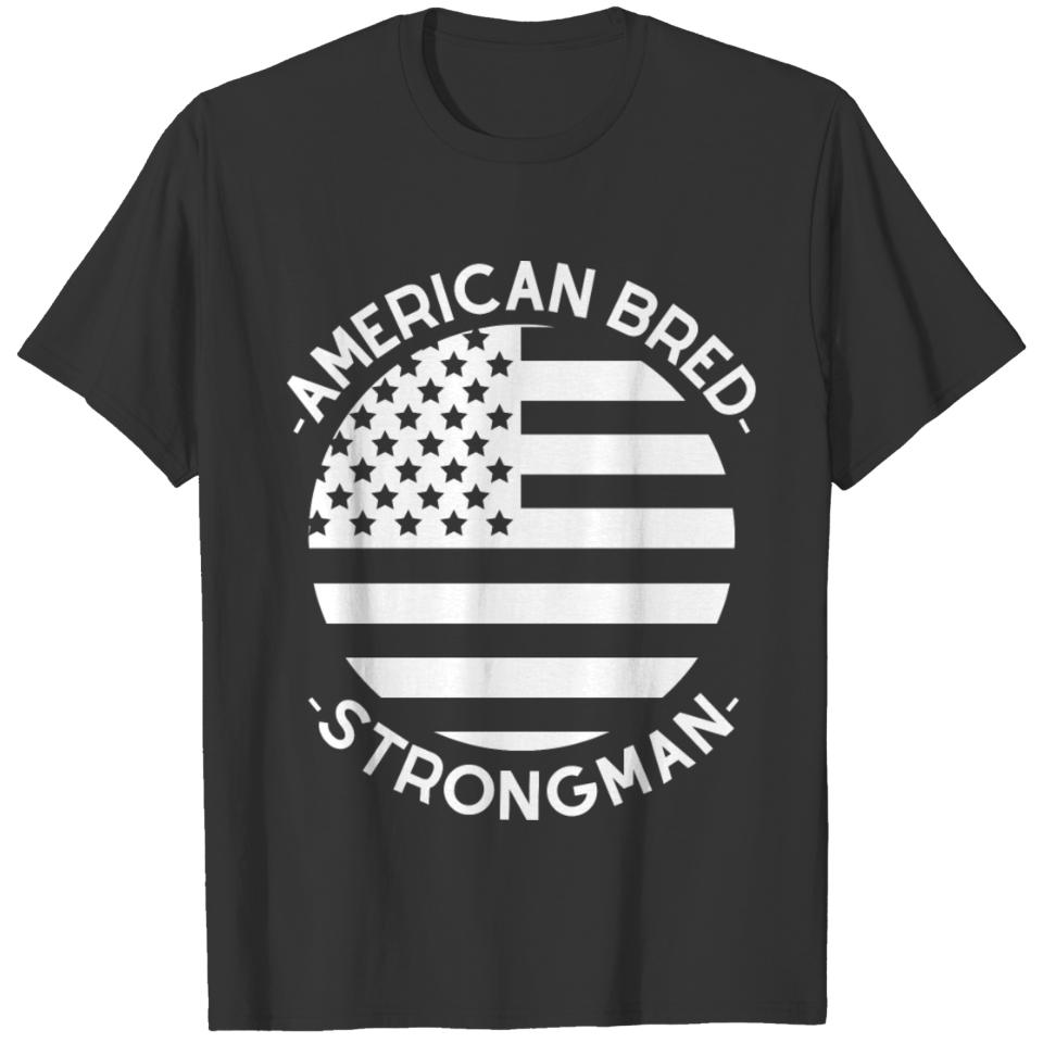 Powertlifter - American Bred - Patriotic USA Flag T-shirt