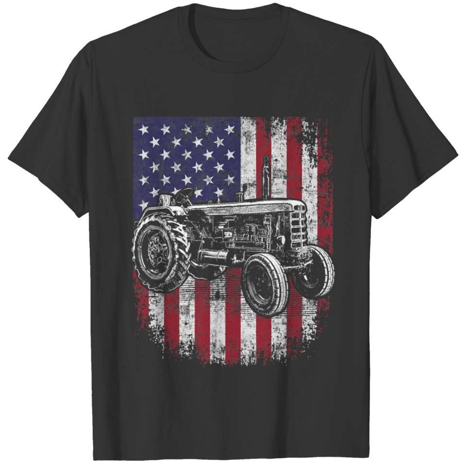 Patriotic Tractor USA Flag Tractor Farmer Farm T Shirts