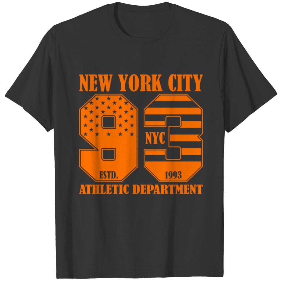 New York Print Number USA Flag Style T-shirt