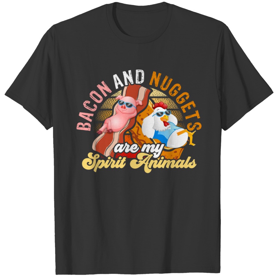 Retro Vintage Chicken, Pig And Funny Nuggets Gifts T Shirts