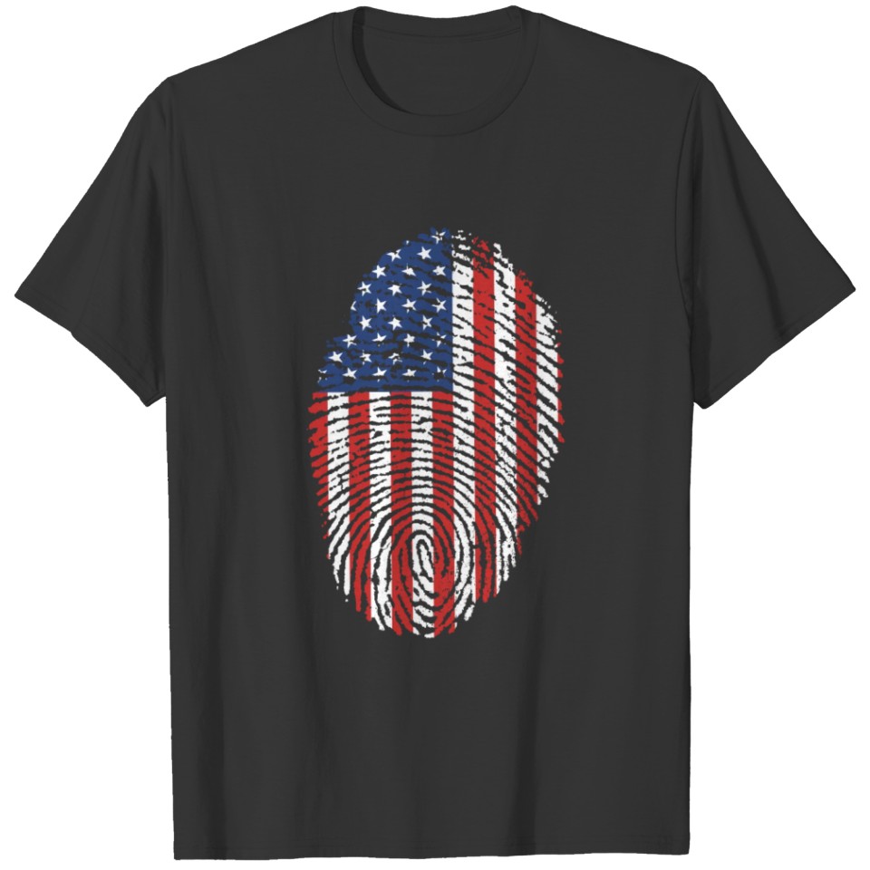 4th of July shirts Fingerprint Flag 4th of July T-shirt