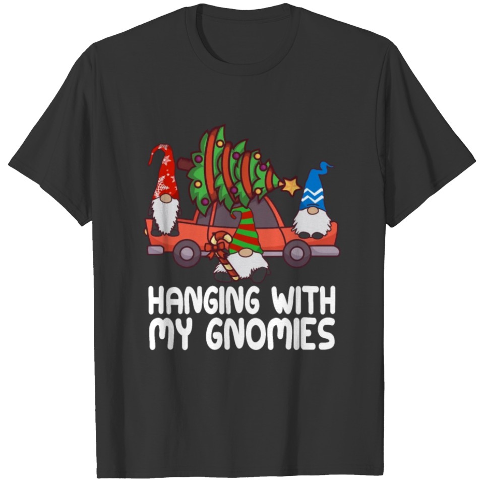 Hanging With My Gnomies Christmas Santa Gnome Red T-shirt