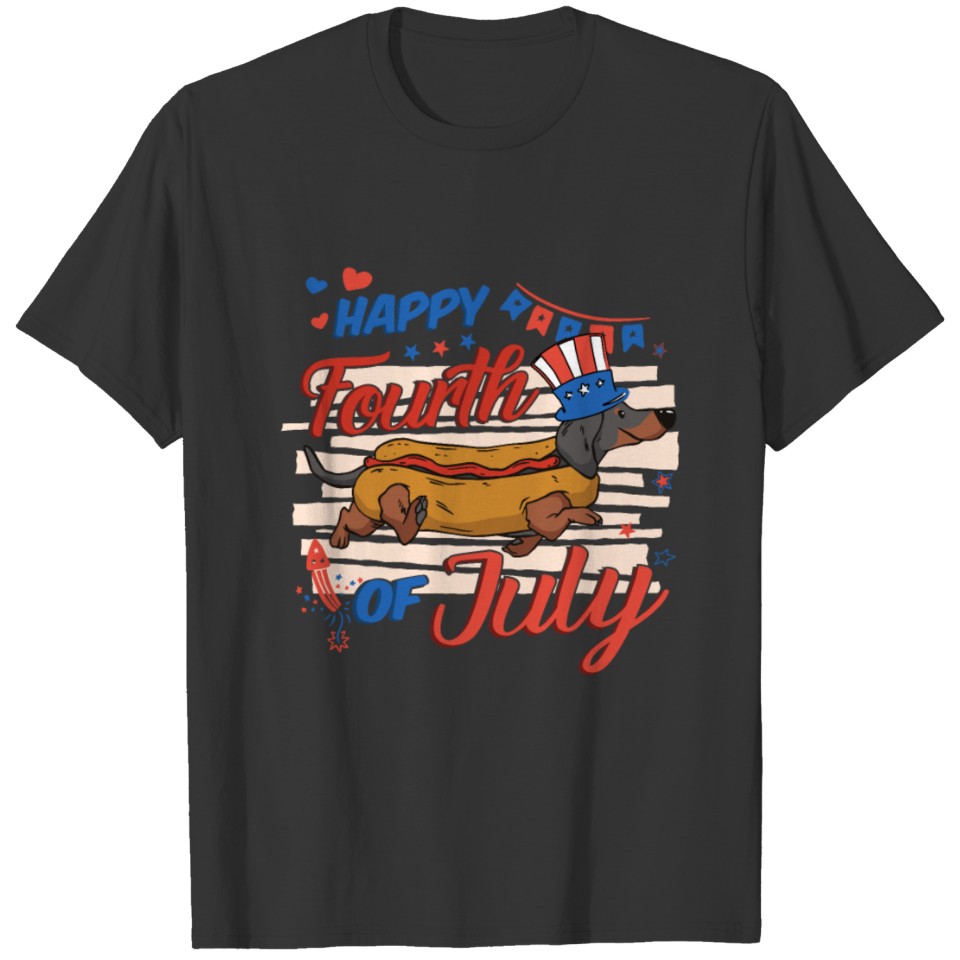 Happy 4th Of July Dachshund for a American Veteran T-shirt