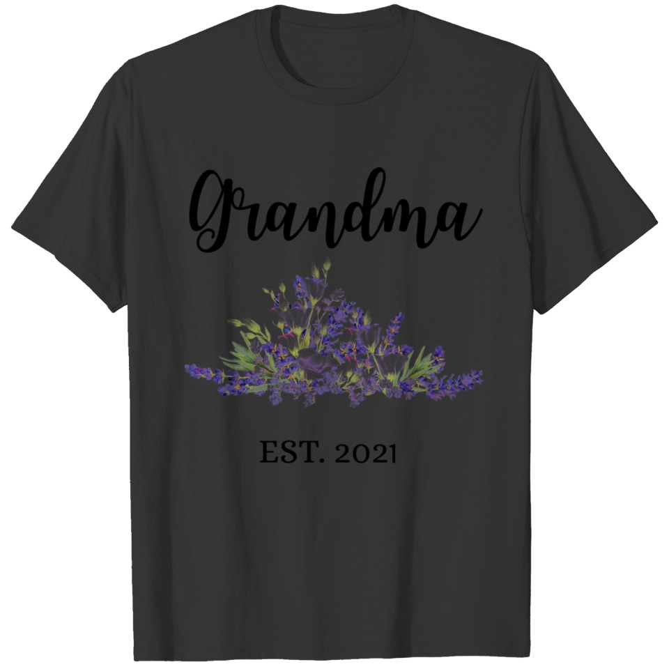 Grandma Est 2021 Lavender Floral Grandma Gift T Shirts