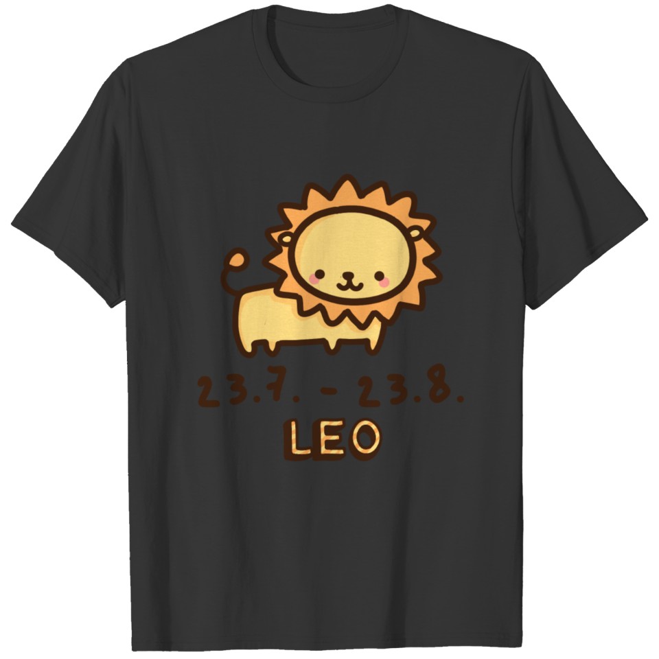 Kawaii zodiac sign Leo Yellow cute Lion Smiling T-shirt